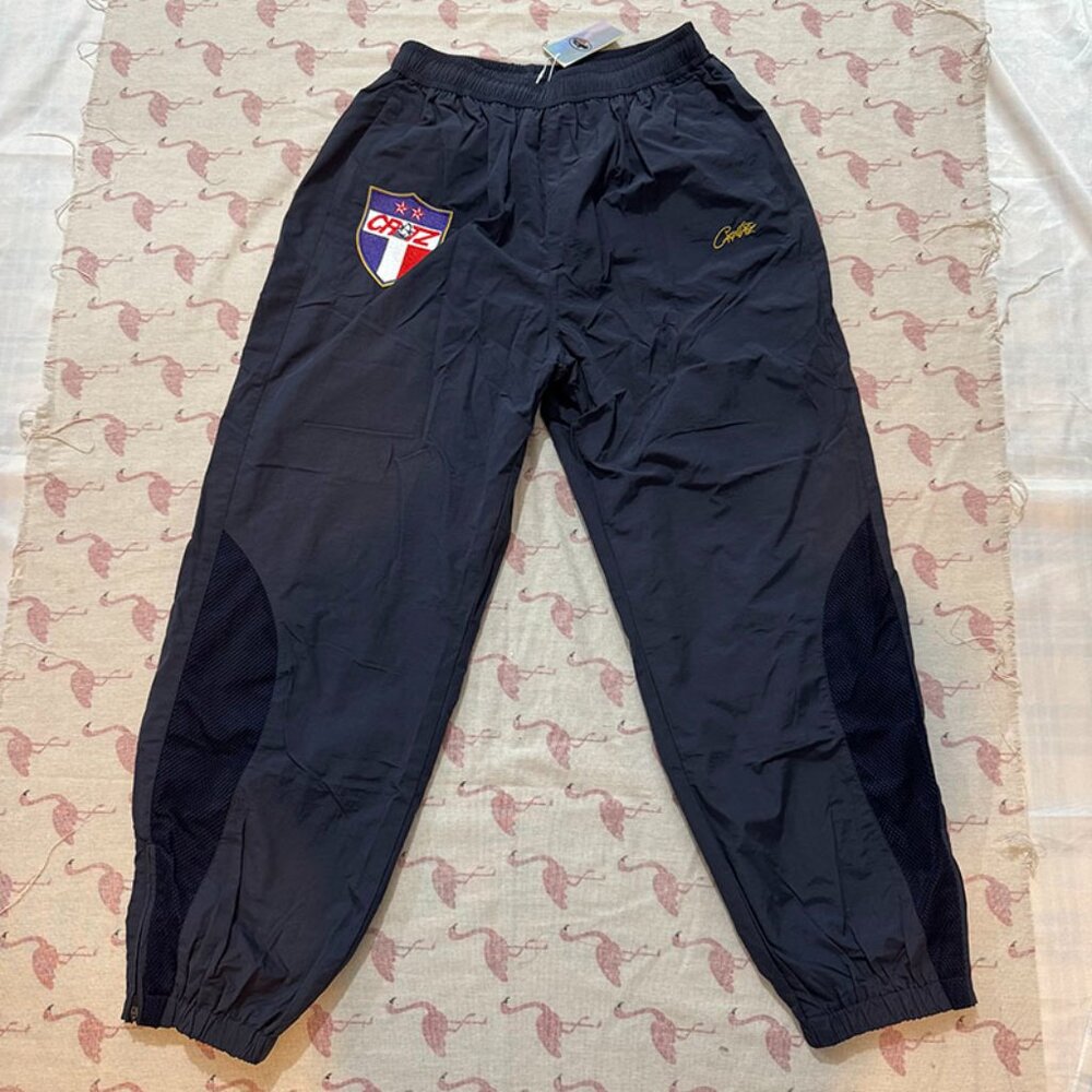 Corteiz Dark Blue Track Pants With Cuffs